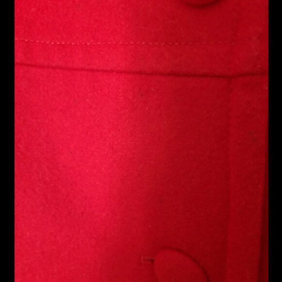 J. Crew Classic Red Wool Blend Coat with Fabric Covered Buttons and Pockets - Picture 5 of 12